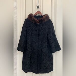 Vintage Black Persian Lamb Coat w/ Mink Collar – Union Made
